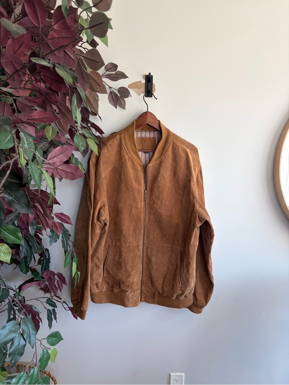 Denver Hayes Suede leather Bomber Jacket - Chestnut Brown